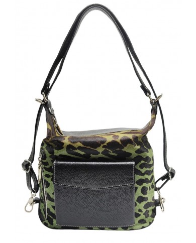 Rucsac dama din piele naturala, Animal print Verde, Everly Rucsac dama din piele naturala, Animal print Verde, Everly