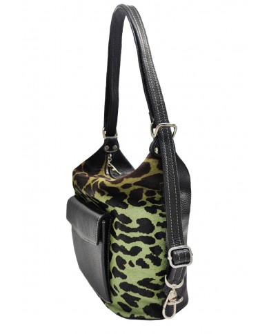 Rucsac dama din piele naturala, Animal print Verde, Everly Rucsac dama din piele naturala, Animal print Verde, Everly