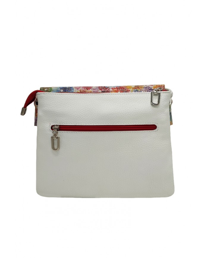 Geanta dama din piele naturala, Alb multicolor, Quinn Geanta dama din piele naturala, Alb multicolor, Quinn