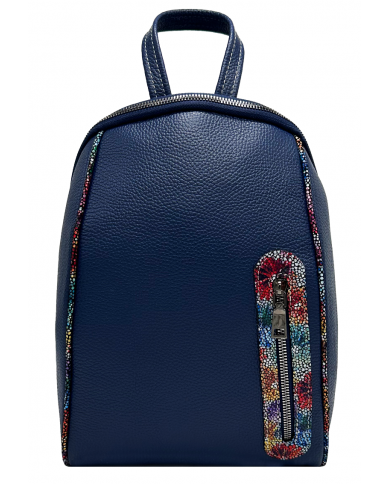 Rucsac dama din piele naturala, Albastru floral, Ariana Rucsac dama din piele naturala, Albastru floral, Ariana