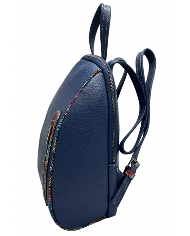Rucsac dama din piele naturala, Albastru floral, Ariana Rucsac dama din piele naturala, Albastru floral, Ariana
